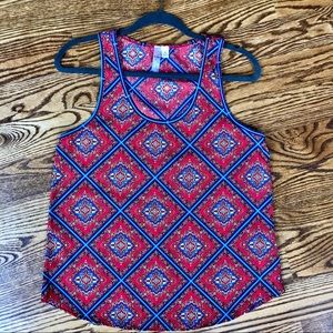 Red patterned tank top